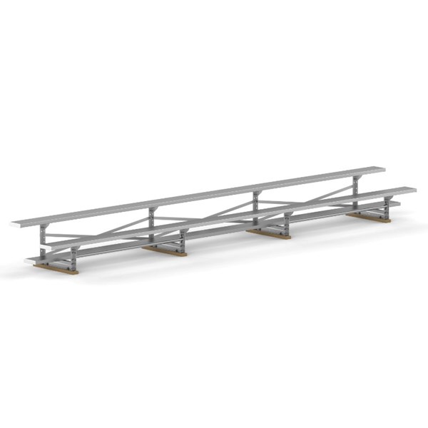 21 ft. Aluminum Bleacher 2 Rows without Guardrails and Double Footboards - 215 lbs.