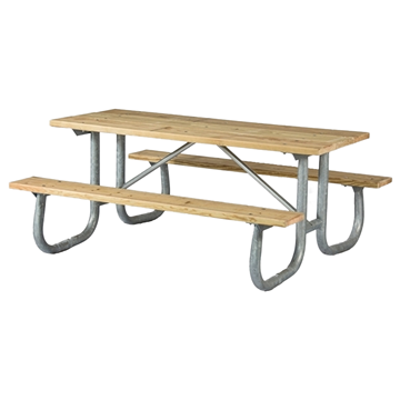 12 Ft. Wooden Picnic Table with Galvanized Steel Frame