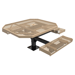 Thermoplastic ELITE Series Pedestal Picnic Table with Expanded Metal Seats