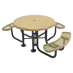 Wheelchair Accessible Thermoplastic ELITE Series Solid Top Picnic Table with 3 Seats Expanded Metal