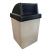 53 Gallon Concrete Trash Can With Spring-Loaded Push Door - Black
