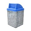 53 Gallon Concrete Trash Can With Spring-Loaded Push Door - Blue
