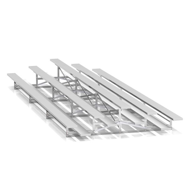 15 ft. Back-To-Back 3 Row Aluminum Bleacher without Guardrails and Double Footboards - 360 lbs.