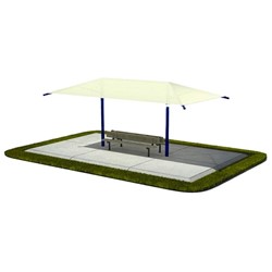 20 X 10 Foot Rectangular Shade Structure - 2 Post Design - Polyethylene Fabric With Steel Frame - Surface Mount 