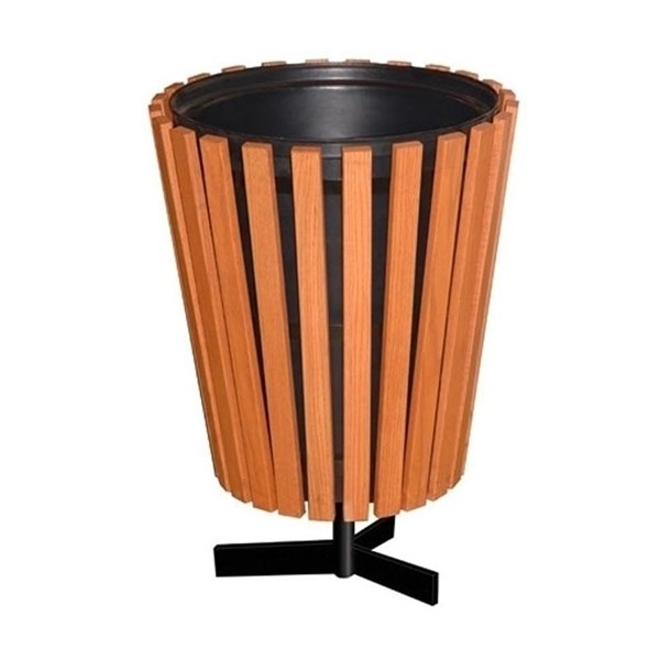 22 Gallon Slatted Wooden Trash Can