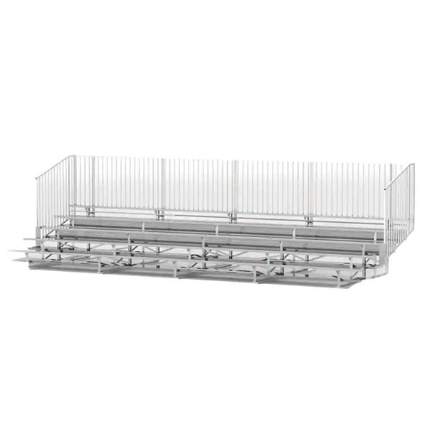 27 Ft. Low Rise 5 Row Bleachers With Guardrails - All Aluminum