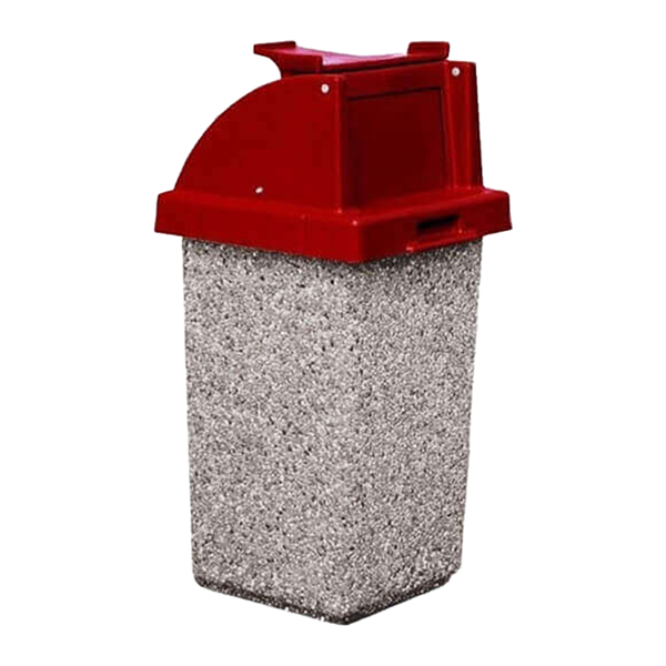 30 Gallon Concrete Trash Can - Push Door Lid & Tray Holder - Portable