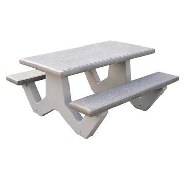 5 Ft Concrete Picnic Table With Bolted Frame - 2 Attached Benches