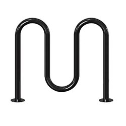 5 Space Single Wave Bike Rack - Black Powder Coated - In-Ground Or Surface Mount