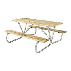 6 Ft. Rectangular Wooden Picnic Table - 1 5/8" Bolted Frame - Portable