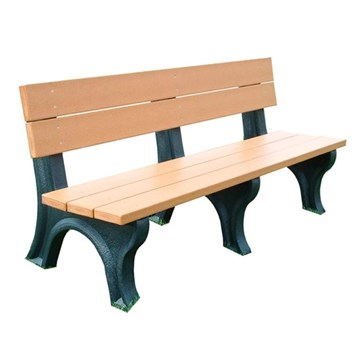 6 Ft. Recycled Plastic Bench With Back - Traditional Style - Portable