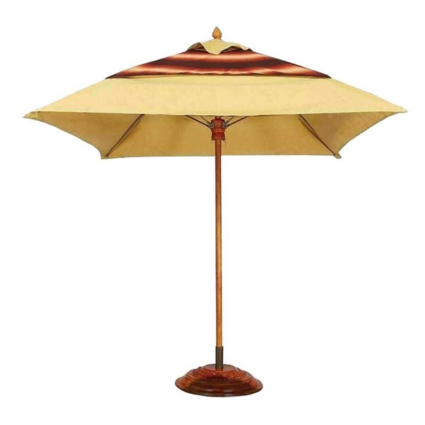 6 Ft. Square Market Umbrella - Augusta Style - Simulated Wood Pole - Marine Grade Fabric
