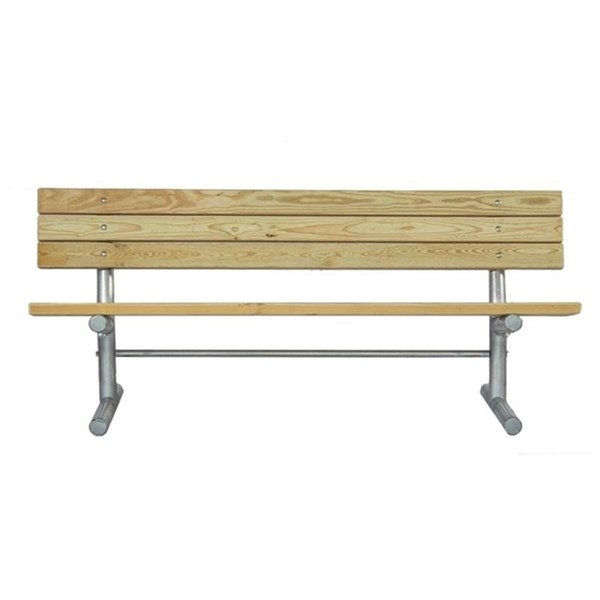 6 Ft. Wooden Bench With Back - Galvanized Tube - Portable
