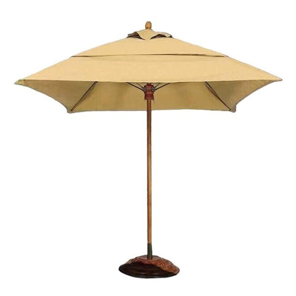 7.5 Ft. Square Market Umbrella - Augusta Style - Simulated Wood Pole - Marine Grade Fabric