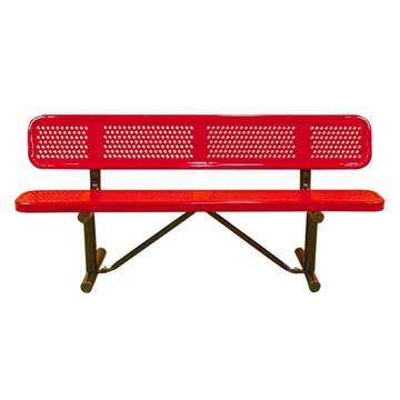 Bench with Back 4 foot Plastic Coated Perforated Steel