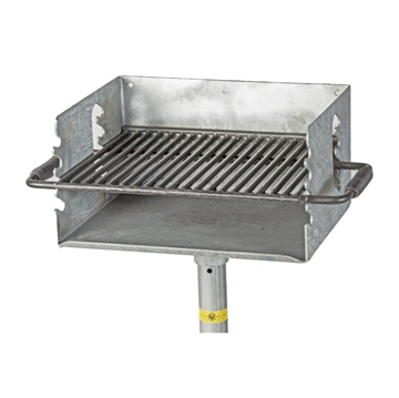 Flip Grate Park Grill - 300 Sq. Inch Cooking Surface - Galvanized Steel - Inground Mount