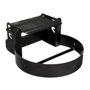 Park Fire Ring - 300 Sq. Inch Cooking Surface - Welded Steel - Tilt Back Anchors - In-Ground Mount