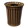 Round 24 Gallon Trash Receptacle Powder Coated Steel With Flat Top