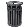Round 36 Gallon Decorative Trash Can Powder Coated Steel With Flat Top, Portable