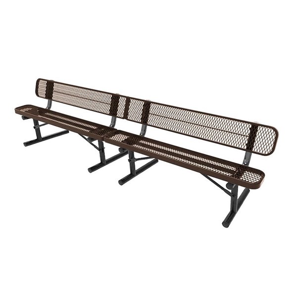 ELITE Series 10 Foot Rectangular Thermoplastic Metal Bench With Back - Quick Ship