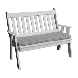 Traditional English Garden Bench With Back - White