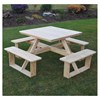 Square Wooden Walk-In Picnic Table - Pressure Treated Pine