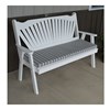 Wooden Fanback Garden Bench - White with Cushion