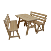 Wooden Picnic Table With Traditional Benches