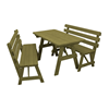 	Wooden Picnic Table With Traditional Benches