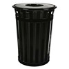  36 Gallon Round Trash Can - Powder Coated Steel With Flat Top - Portable