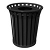Round 36 Gallon Trash Receptacle Powder Coated Steel With Flat Top - Portable