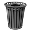 Round 36 Gallon Trash Receptacle Powder Coated Steel With Flat Top - Portable