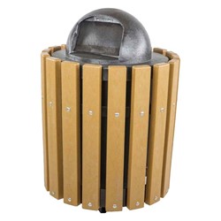32 Gallon Recycled Plastic Trash Receptacle With Dome Top - InGround Mount