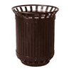 Trash Receptacle 45 Gallon With Flat Top Powder Coated Iron And Steel - Portable