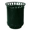 Trash Receptacle 45 Gallon With Flat Top Powder Coated Iron And Steel - Portable