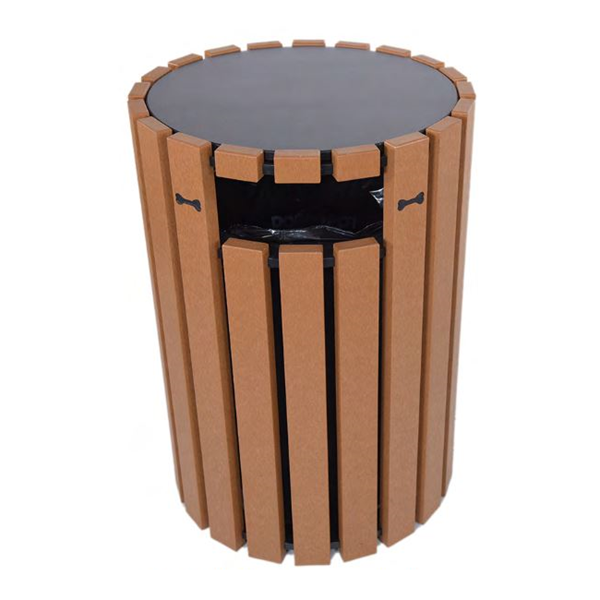 Picture of Dogipot 33 Gallon Round Trash Can with Bone Etching - Recycled Plastic - Portable 