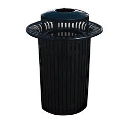 	32 Gallon Round Trash Can With Snuffer Top - Powder Coated Steel - Portable