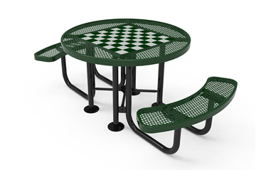ELITE Series Checkerboard Game Round Thermoplastic Steel Picnic Table - Quick Ship - 2 Seats - Expanded