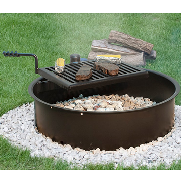 Swivel Grate Fire Ring for Campgrounds - 300 sq. inch Cooking Surface 