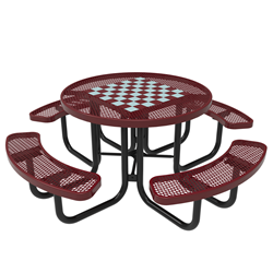 Checkerboard Round Thermoplastic Steel Picnic Table