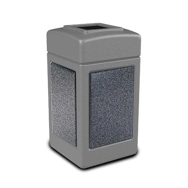 42 Gallon Plastic Trash Can with Stone Panels	