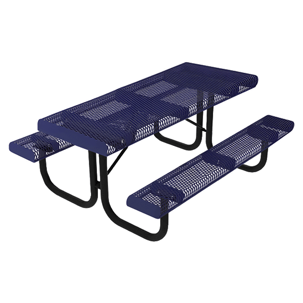 RHINO 6 Foot Rectangular Pattern Punched Steel Picnic Table - Portable
