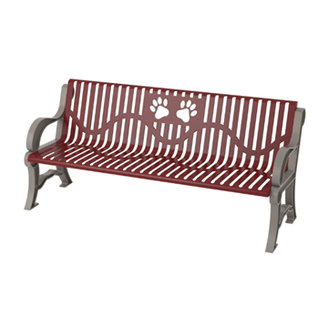 B6WBCLASSIC-PWS - 6 Ft. Classic Paws Design Dog Park Bench With Cast Aluminum Frame