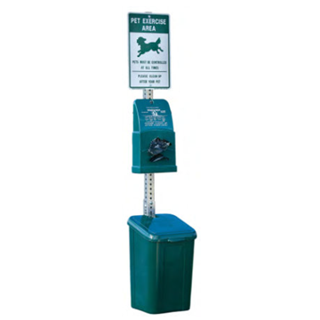 1010-S - Dogipot Quik Poly Trash Pet Station With Steel Post - Commercial Dog Park Equipment 