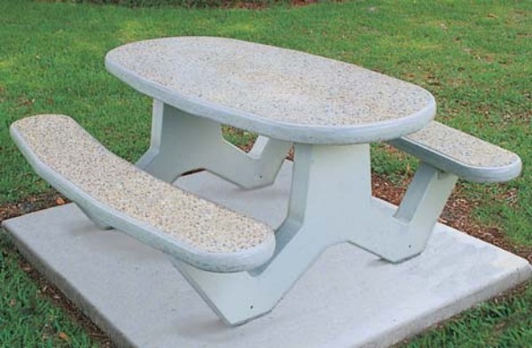 Picture of Oval Concrete Picnic Table - Bolted Concrete Frame