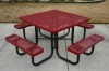 Square Thermoplastic Metal Picnic Table - Perforated Style	