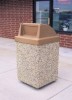 53 Gallon Concrete Trash Can With Spring-Loaded Push Door - Portable