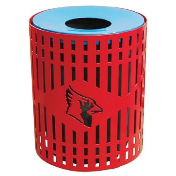 32 Gallon Round Custom Logo Trash Receptacle - Diamond Pattern