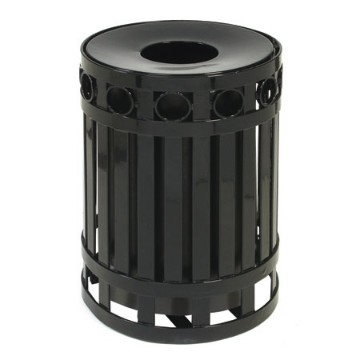 Round Ring Style Trash Receptacle with Spun Metal