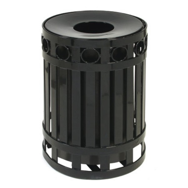 Round Ring Style Trash Receptacle with Spun Metal